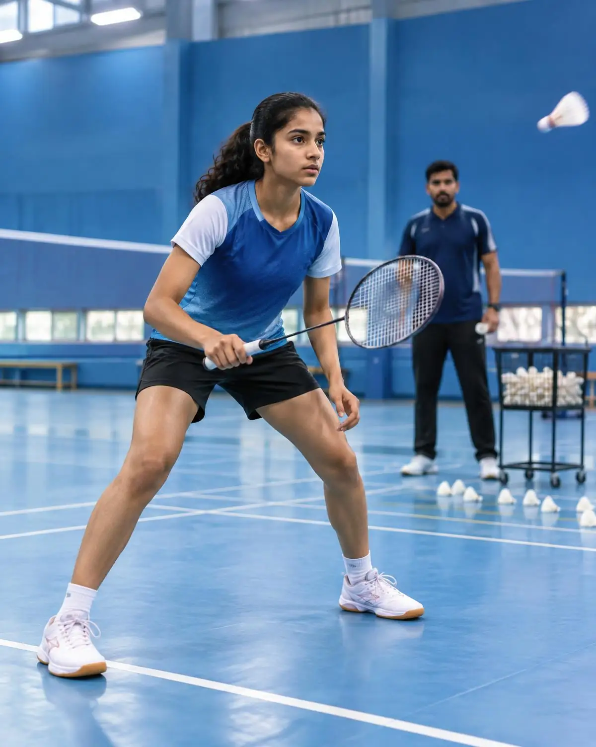 Badminton coaching session